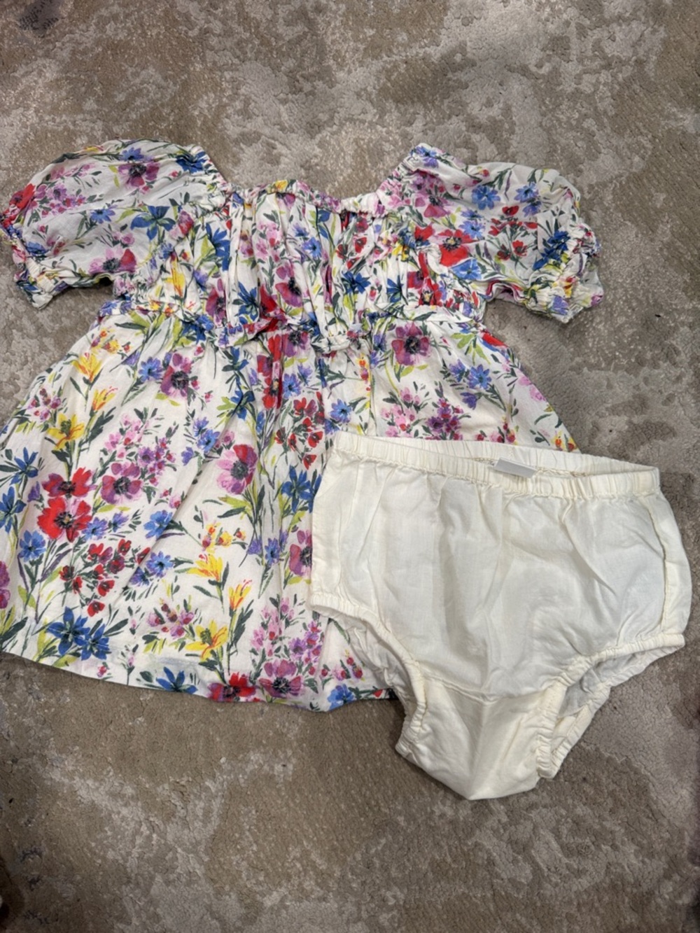 GAP Baby White Floral Dress with Pastel Accents 3-6M NWOT